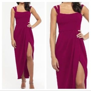 Xscape Double Strap Tulip Hen Crepe Midi Dress